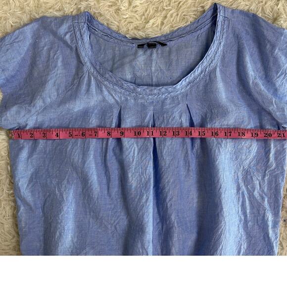 Lands End Women's Size L Blue 100% Linen Drawstring Waist Blouse #0439 - Picture 9 of 9